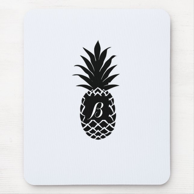 Svartvit, tropisk ananas, Elegant Chic Musmatta (Framsidan)