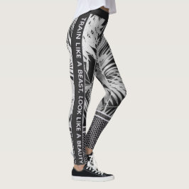 Svartvit tropiska löv glitter och citat leggings