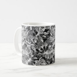 Svartvit tropiskt Löv Kaffemugg