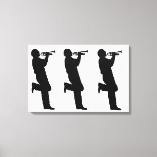 Svartvit trumpetJazzmusiker Canvastryck