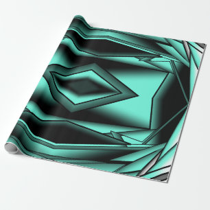 Svartvit turkos Ombre Modern Abstrakt Art Presentpapper