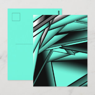 Svartvit turkos Ombre Modern Abstrakt Art Vykort