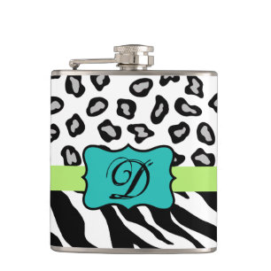 Svartvit turkos Zebra Leopard Skin Monogram Fickplunta