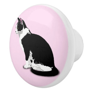Svartvit Tuxedo Cat-Anpassningsbar Knopp