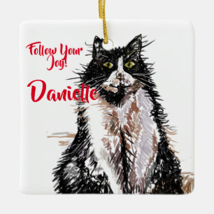 Svartvit Tuxedo Cat Barn Namn Dekoration