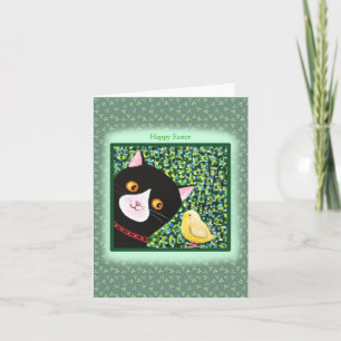 Svartvit Tuxedo Cat Chick Glad påsk Kort