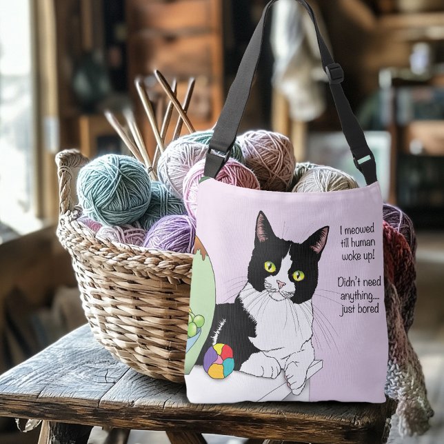 Svartvit Tuxedo Funny Cat Axelväska (Skapare uppladdad)