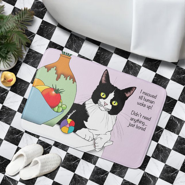 Svartvit Tuxedo Funny Cat Badrumsmatta (Skapare uppladdad)