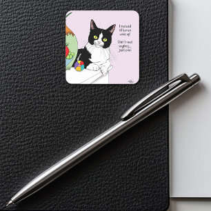 Svartvit Tuxedo Funny Cat Fyrkantigt Klistermärke