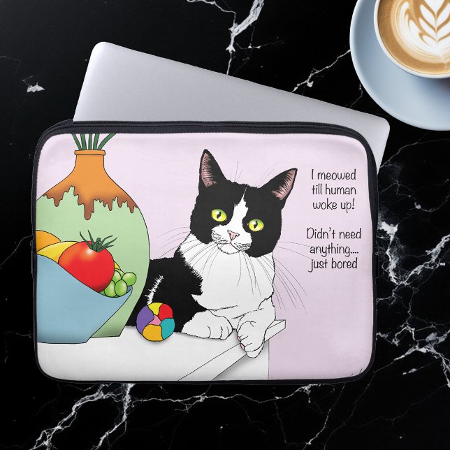 Svartvit Tuxedo Funny Cat Laptop Fodral (Skapare uppladdad)