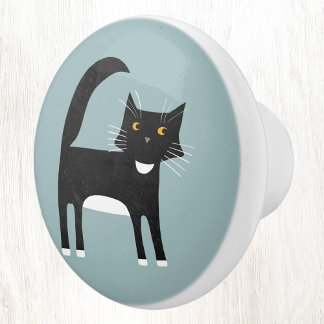 Svartvit Tuxedo-katt Knopp