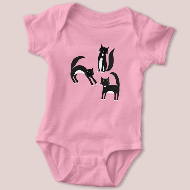 Svartvit Tuxedo-katt T Shirt (Black and white Tuxedo Cat baby bodysuit)