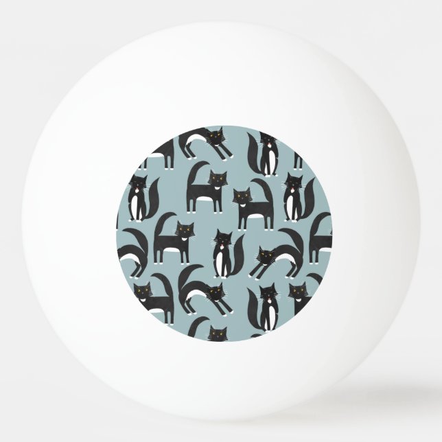 Svartvit Tuxedo-katter Pingisboll (Framsidan)