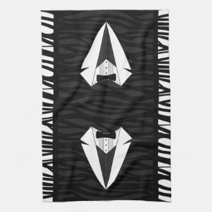 Svartvit Tuxedo Kökshandduk