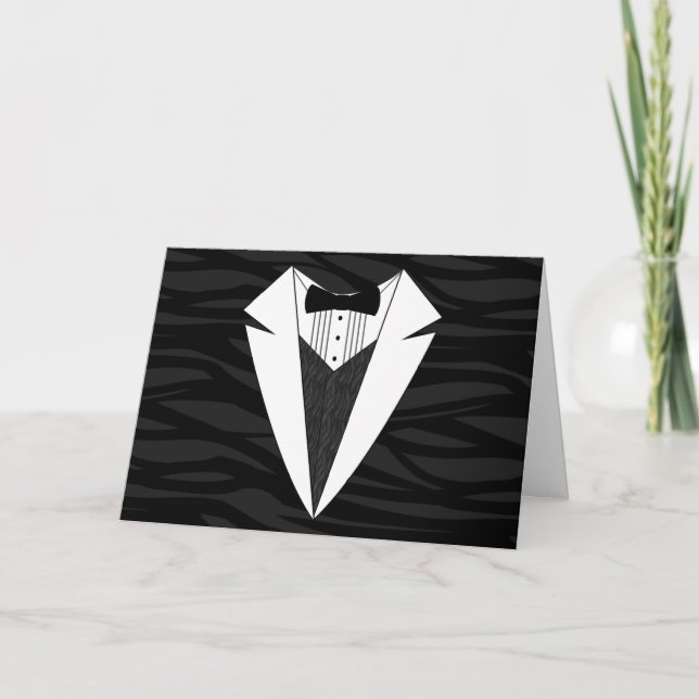 Svartvit Tuxedo Kort (Framsida)