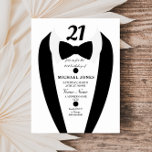 Svartvit Tuxedo Manar 21:a födelsedagen Party Inbj Inbjudningar<br><div class="desc">Design Courtestin of https://www.etsy.com/shop/teabreakart</div>