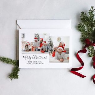 Svartvit tvåfoto-God jul Helg Vykort