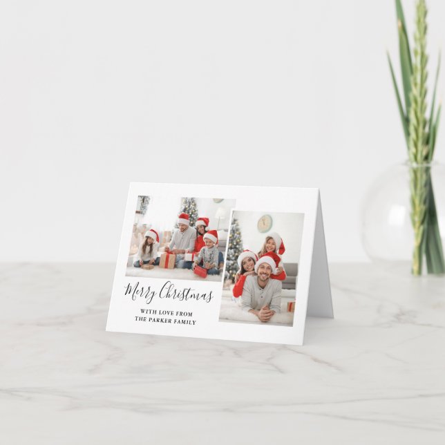 Svartvit tvåfoto-God jul Helgkort (Framsida)
