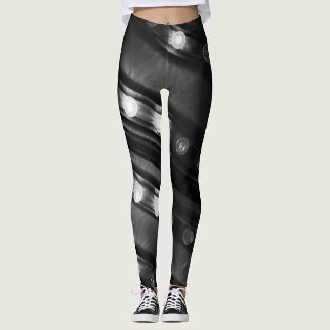 Svartvit tvinklad Ljus Leggings (Framsida)