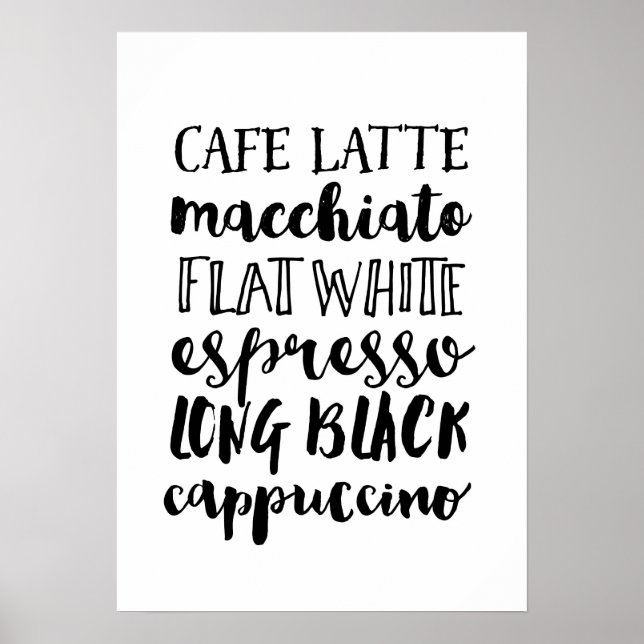 svartvit typografi av kaffe Älskare poster utskrif (Framsidan)