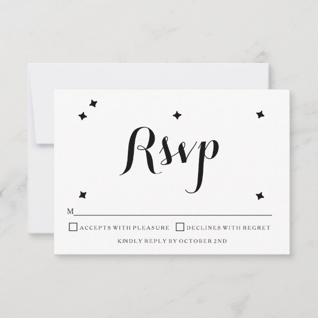 Svartvit typografi-Bröllop OSA Kort (Framsida)