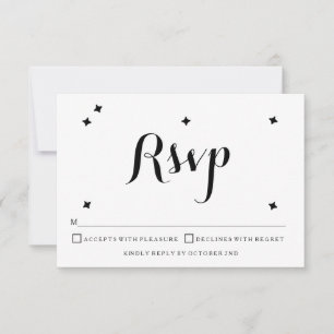Svartvit typografi-Bröllop OSA Kort