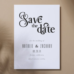 Svartvit typografi Bröllop Spara Datumet