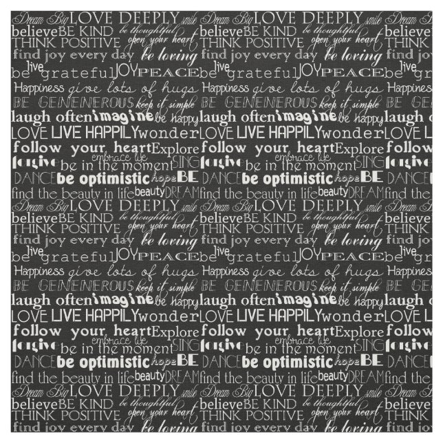 Svartvit typografi för inspirera ord tyg (Provkarta)