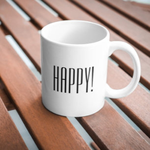 Svartvit typografi för lycklig kaffemugg