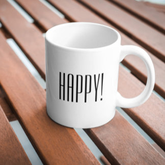 Svartvit typografi för lycklig kaffemugg