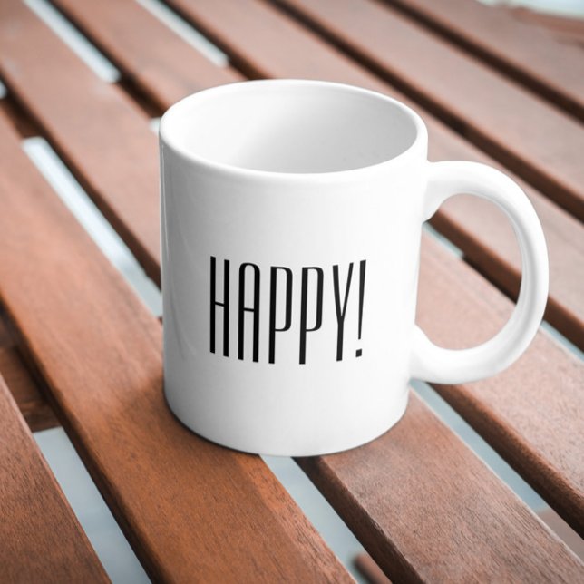 Svartvit typografi för lycklig kaffemugg (Skapare uppladdad)
