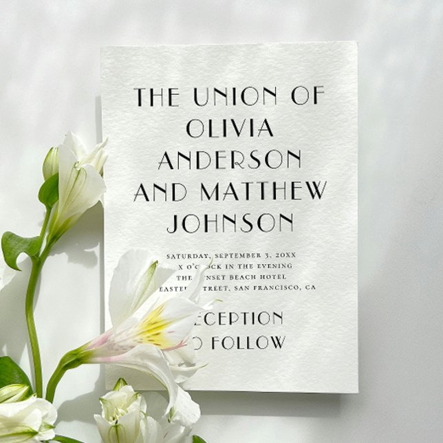 Svartvit typografi - minimalistisk Bröllop Inbjudningar (Skapare uppladdad)