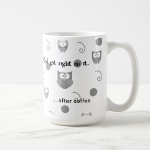 Svartvit Uggla dots swirls efter kaffe Kaffemugg
