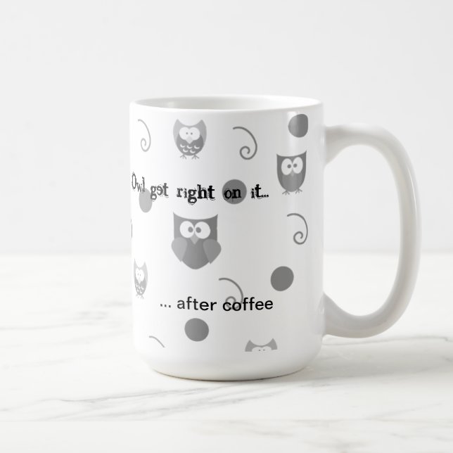 Svartvit Uggla dots swirls efter kaffe Kaffemugg (Höger)