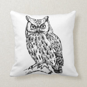 Svartvit Uggla Pillow Kudde