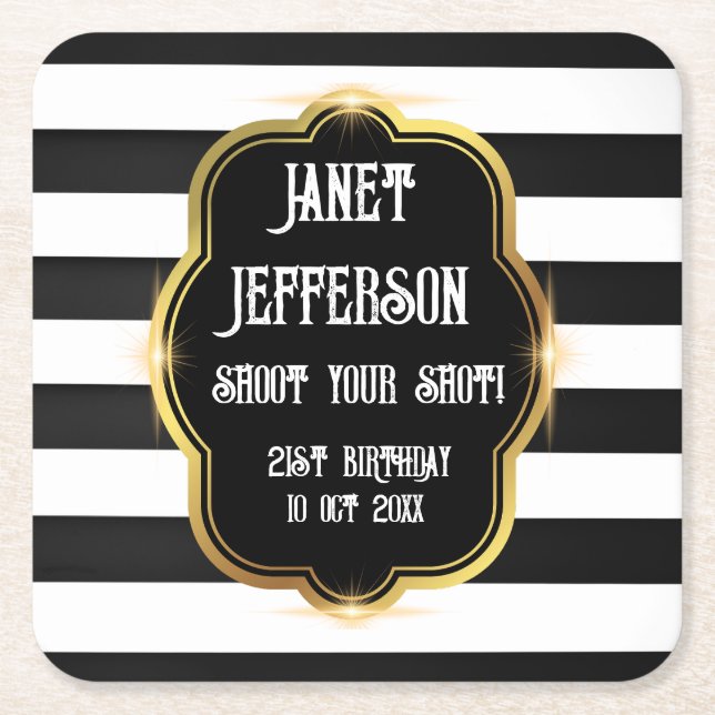 Svartvit Underlägg Papper Kvadrat (Framsidan)