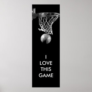 Svartvit, unik basketbollskonst Poster