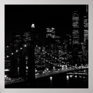 Svartvit, unik New York City-Poster utskrift Poster