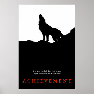 Svartvit, unik Varg för motivation Poster utskrift