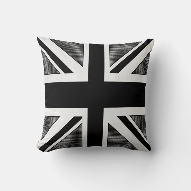 Svartvit Union Jack Decor Pillow Kudde (Framsida)