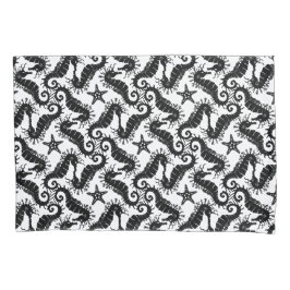 Svartvit upprepande motif | Seahorse Mönster