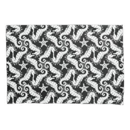 Svartvit upprepande motif | Seahorse Mönster