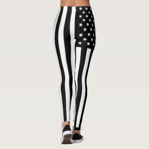 Svartvit USA flaggadamasker Leggings