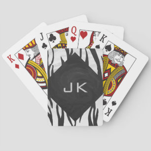 Svartvit utskrift av monogram tiger kortlek