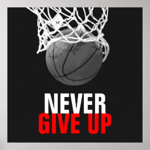 Svartvit utskrift utan problem av basketbollen Ge Poster