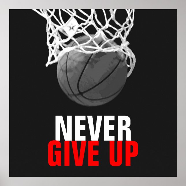 Svartvit utskrift utan problem av basketbollen Ge Poster (Framsidan)
