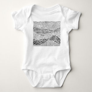 Svartvit Vågigt lappverk Ornament T Shirt