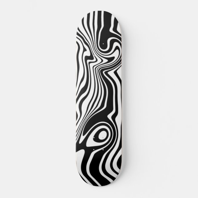 Svartvit Vågigt med stripe Skateboard Anpassningsb (Framsida)