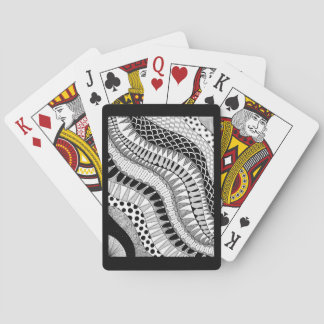 Svartvit Vågigt Mönster Hand plockade Zen Doodle Casinokort