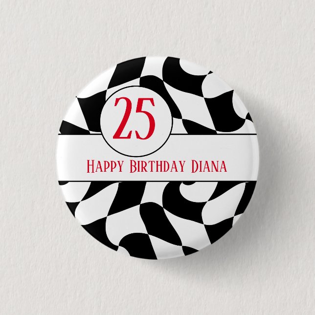 svartvit vågigt, pappra tallrikar knapp (Framsida)